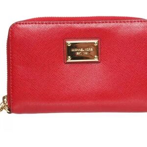 Michael kors red leather wallet women’s mint condition